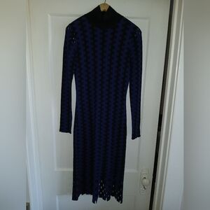 DIANE VON FURSTENBERG Turtleneck Long-sleeve Knit Intarsia Midi Dress